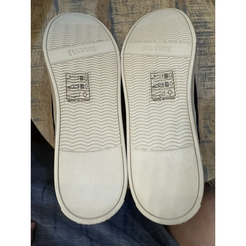 Soludos Velvet Paris Platform Sneakers In Navy Size 9 $169 Extra Shoe Strings‎
